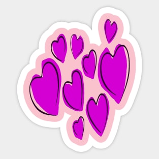 Cute Hearts Hand Drawn Bold Pink Romantic Doodle Sticker